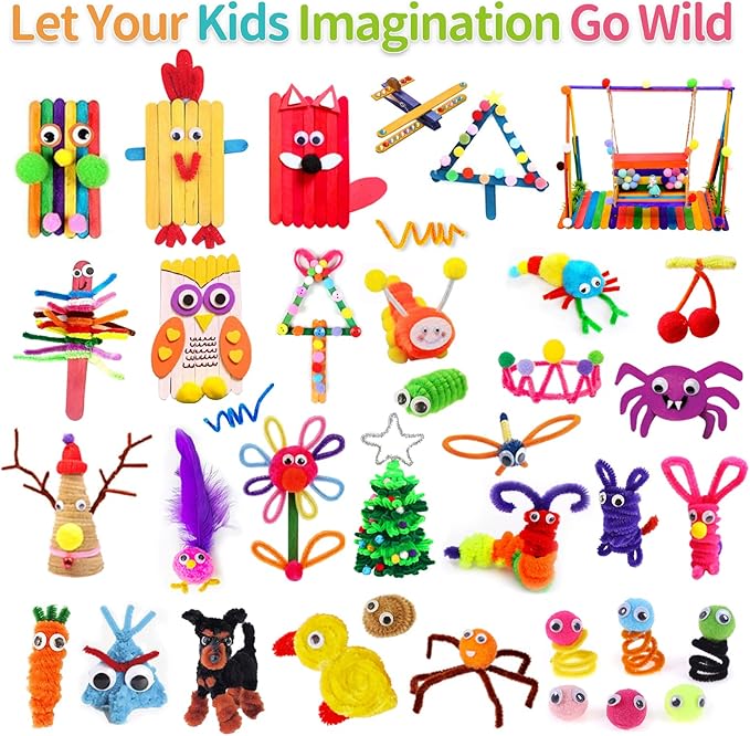 Itopstar 3000+ pcs Arts and Crafts Supplies for Kids | Craft Kit Box for Kids Age 4-5, 4-8, 6-8, 8-12 | Craft Supplies & Materials Crafts Set Toys Art Box Gifts