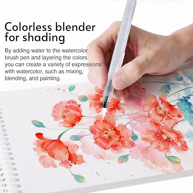 TOSHARE 12 Colors Blendable Watercolor Markers for Adults 2026 Professional Double Tip Paint Pens with 1 Water Brush Pen Water Based Coloring Pens Drawing Markers Set with Flexible Brush Tip
