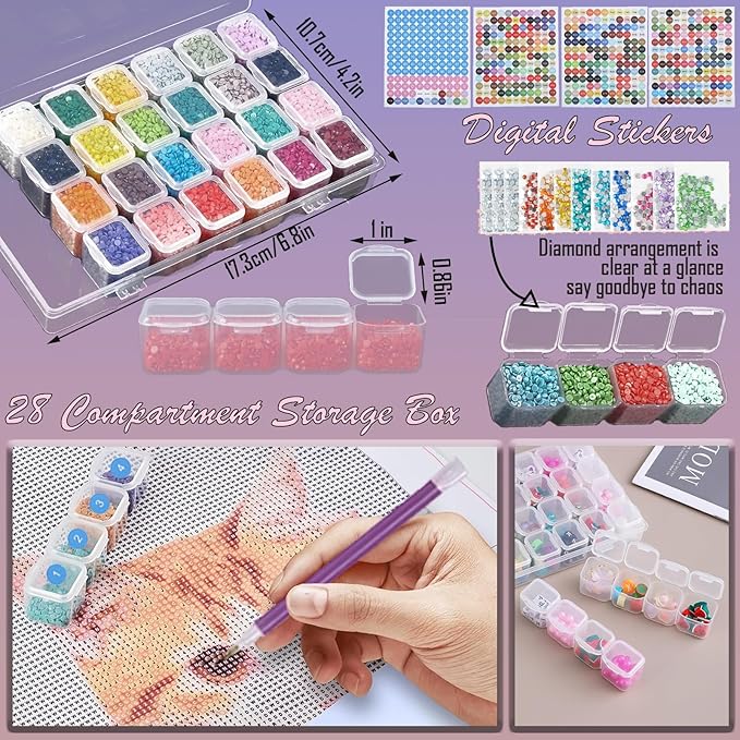 NLXCXUCY 244Pcs Diamond Art Accessories Kit All-Inclusive Diamond Painting Tool Set with A2 Diamond Painting Light Pad,Diamond Art Sealer Glue, Diamond Correction Pens, Storage Box for DIY Craft