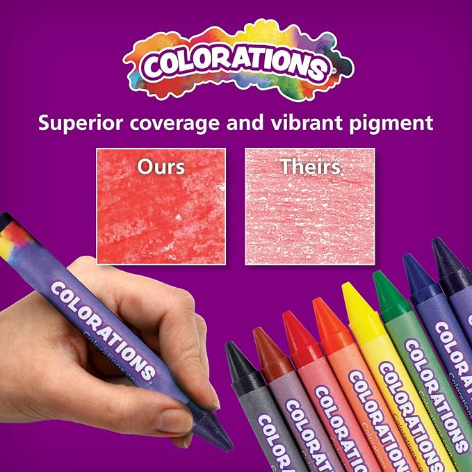 Colorations Extra Large Crayons - Non-Toxic, Set of 200, 8 Colors, Each 4-1/2"L x 1/2"D - School Bulk Supplies