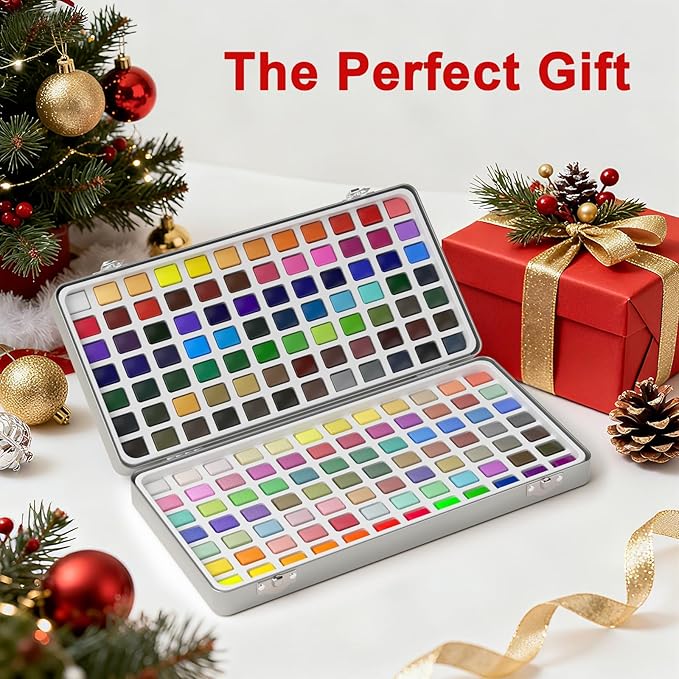 Smallbudi Watercolor Paint Set 168 Colors Including Metallic, Watercolor Kit with Case, Watercolor Paper, Paint Brushes, Palette and Accessories, Water Color Art Supplies Gift for Adults Kids Artists