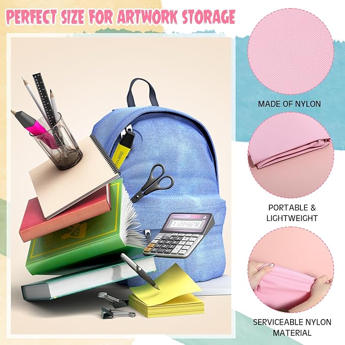 Abbylike 1 Pcs 48 x 36 Inch Art Portfolio Bag Large Size Art Supply Bag with Nylon Shoulder Waterproof Poster Board Painting Drawing Sketch Storage Carry Case for Artwork Gift Supplies (Pink)