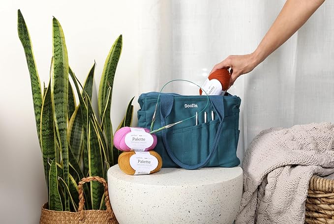 Soolla Studio Bag: Pottery Tool Bag & Craft Storage, Art Supply Organizer, Washable Tote, Knitting Yarn, Crochet Projects, 30 Pockets, 20+ Canvas Colors, Gift For Artists & Teachers (Sedona)