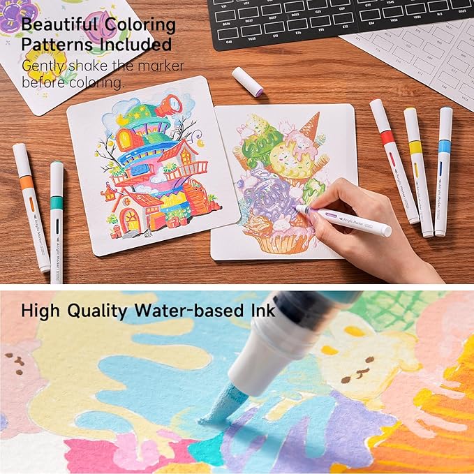 Shuttle Art Automatic Ink Control Acrylic Paint Markers, 60 Colors Brush Tip Acrylic Paint Pens for Rock Painting, Ceramic, Wood, Canvas, Glass, Stone, Fabric, Card Making, DIY Supplies, FlipFunAlong