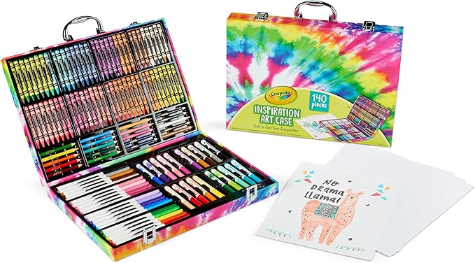 Crayola Inspiration Art Case Coloring Set - Tie-Dye (140ct), Art Supplies Set For Kids, Travel Drawing Kit, Holiday & Christmas Gift for Girls & Boys, Ages 5+ [Amazon Exclusive], Pack of 4