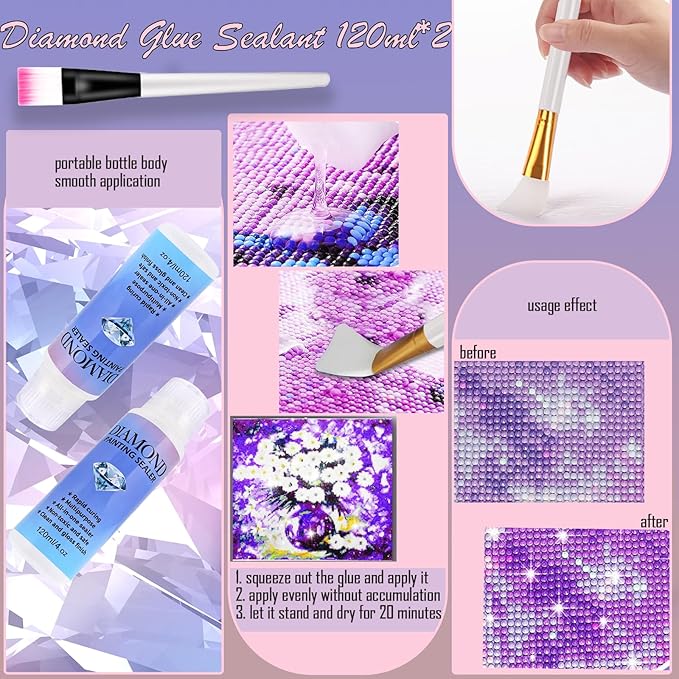 NLXCXUCY 244Pcs Diamond Art Accessories Kit All-Inclusive Diamond Painting Tool Set with A2 Diamond Painting Light Pad,Diamond Art Sealer Glue, Diamond Correction Pens, Storage Box for DIY Craft