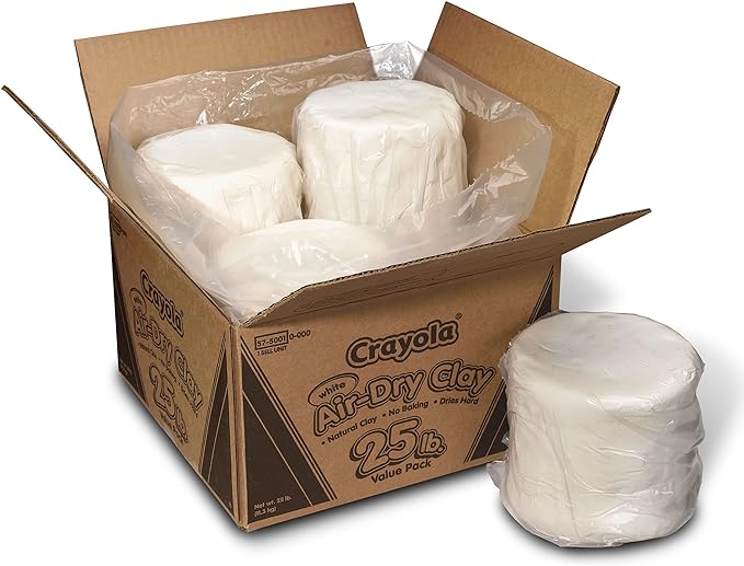 Crayola Air Dry Clay for Kids - White, 25lbs, Bulk Modeling Clay for Kids, No Bake, Sculpting & Molding Material, Bulk Art Supplies for Classrooms