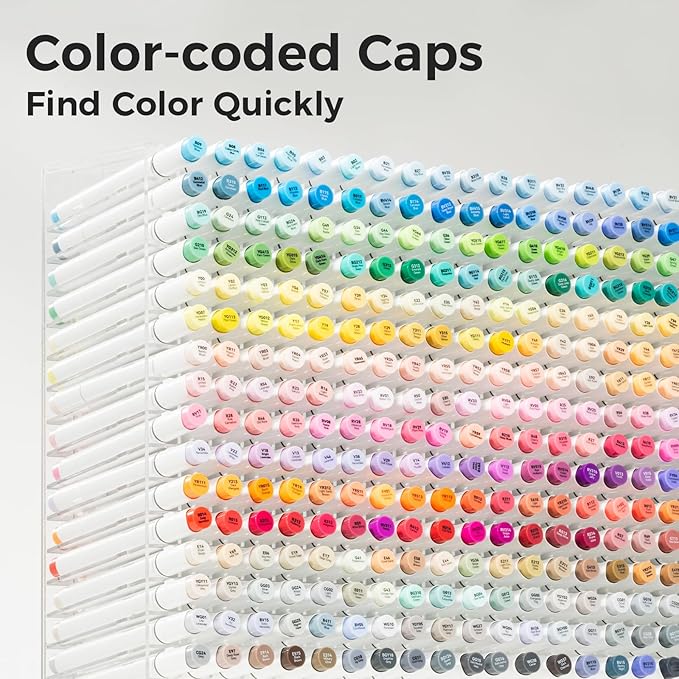 Ohuhu Refillable 320 Colors Alcohol Markers Brush Tip- Double Tipped Alcohol-based Art Sketch Marker Set for Artist Adults Coloring Illustration - Honolulu B of Ohuhu Markers -Brush & Fine Dual Tips