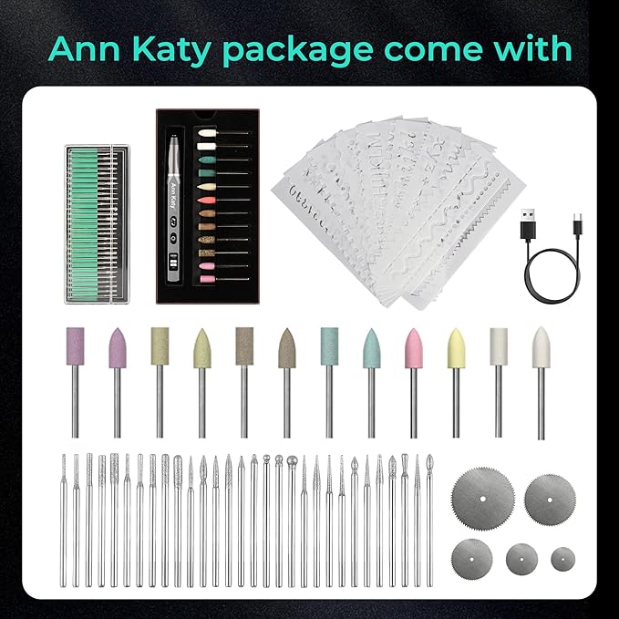 Ann Katy Wireless Engraving Pen Kit for Metal Jade Wood Glass Plastic,Engrave 50+ Surfaces,Precision Tool for Artists & DIY,Unique Gifts for Teens Adults Beginner