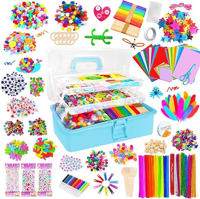 Itopstar 3000+ pcs Arts and Crafts Supplies for Kids | Craft Kit Box for Kids Age 4-5, 4-8, 6-8, 8-12 | Craft Supplies & Materials Crafts Set Toys Art Box Gifts