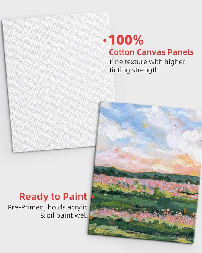 Simetufy 5x7 Inch 96 Pack Small Painting Canvas Boards Mini Blank Canvas Panels, Primed Acid Free for Oil Paint,Watercolor,Acrylic Paint