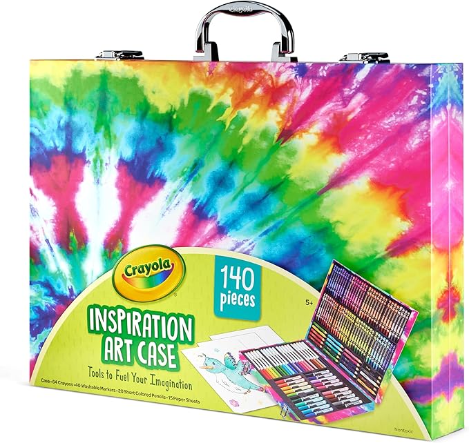 Crayola Inspiration Art Case Coloring Set - Tie-Dye (140ct), Art Supplies Set For Kids, Travel Drawing Kit, Holiday & Christmas Gift for Girls & Boys, Ages 5+ [Amazon Exclusive], Pack of 4