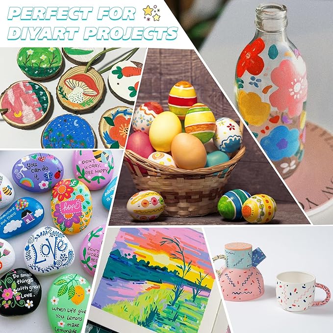 TBC The Best Crafts 108 Colors Dual Tip Acrylic Paint Markers, Double Zipper Design Topgrade Canvas Bag, Waterproof, Non-Toxic, Odorless, Suitable for Paper, Pottery, Stones, Glass, Outdoor Painting