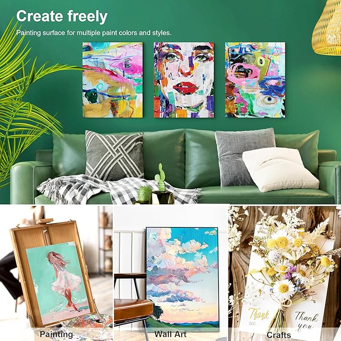 PHOENIX Small Painting Canvas Panels 4x6 Inch, 24 Bulk Pack - 8 Oz Triple Primed 100% Cotton Acid Free Canvas Boards for Painting, White Blank Flat Canvas Boards for Acrylic, Oil Paints