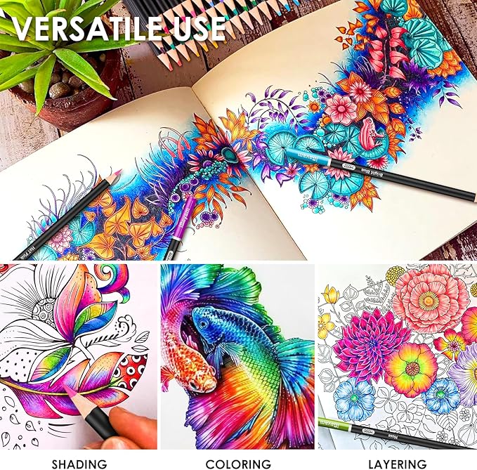 iBayam 123-Pack Colored Pencils Set with 3-Color Sketch Book, Coloring Pencils, Art Supplies Sketching Kits, Professional Artist Drawing Pencils for Artists, Adult