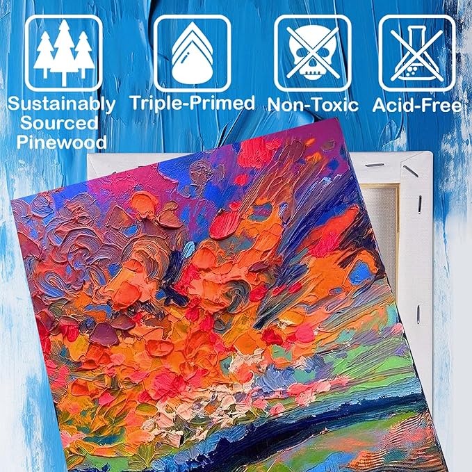 Halobios 6 Packs Stretched Canvases for Painting with 5x7in,9x12in Canvas, Blank Canvases for Acrylics, Oils & Other Painting Media, 5/8 Inch Profile 100% Cotton Artist Framed Canvas