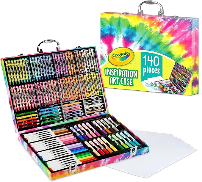 Crayola Inspiration Art Case Coloring Set - Tie-Dye (140ct), Art Supplies Set For Kids, Travel Drawing Kit, Holiday & Christmas Gift for Girls & Boys, Ages 5+ [Amazon Exclusive], Pack of 4