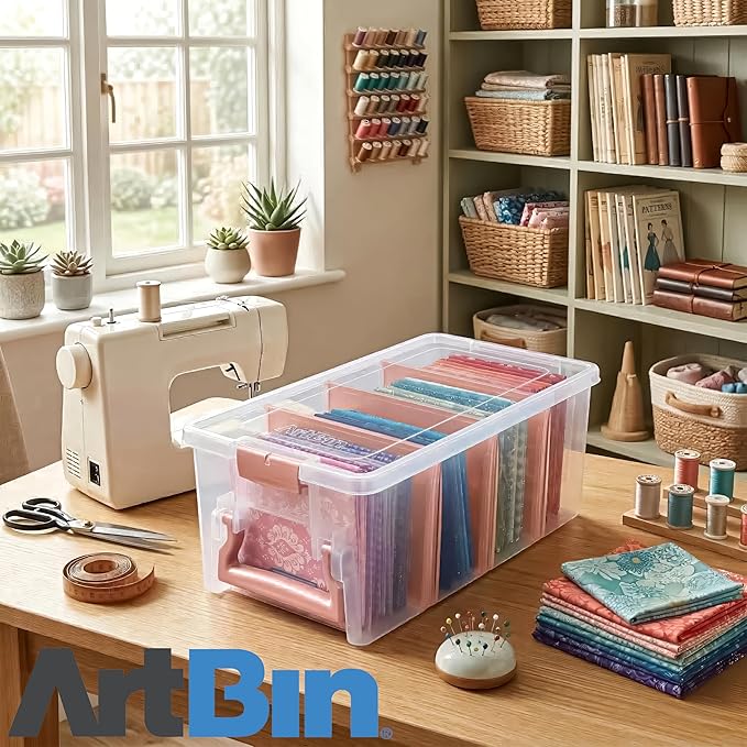 ArtBin Semi Satchel Portable Craft Organizer with 3 Dividers - Clear Plastic Storage Case for Art & Craft Supplies