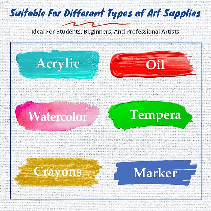 Halobios 24-Pack Canvas Boards for Painting, 6 of 5x7 8x10 9x12 11x14 Canvas Panels for Kid & Adults 100% Cotton Gesso Primed Art Painting Supplies for Acrylic, Oil, Tempera & Watercolor