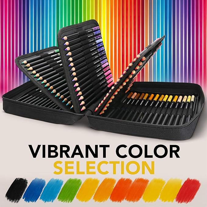 Castle Art Supplies 120 Coloring Pencils Zipper-Case Set | Premium Quality Soft Core Colored Leads for Adult Artists, Professionals and Colourists | In Neat, Strong Carry-Anywhere Zipper Pouch