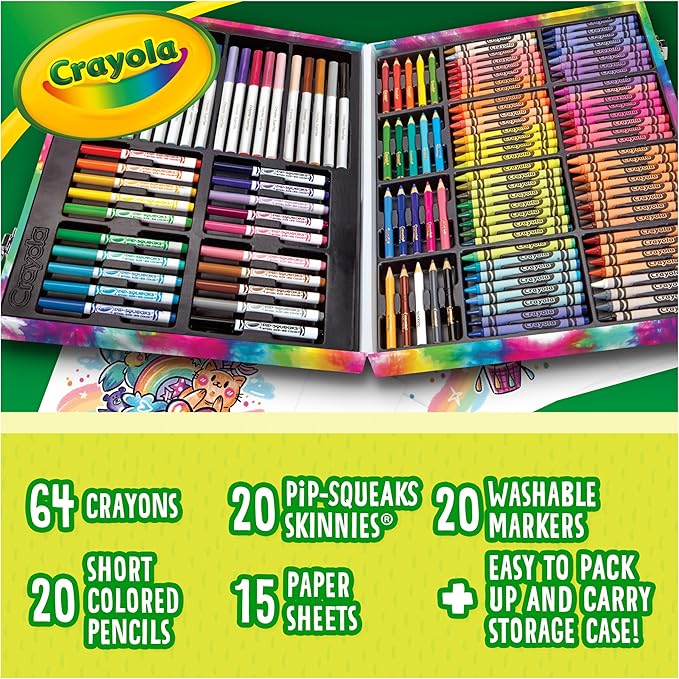 Crayola Inspiration Art Case Coloring Set - Tie-Dye (140ct), Art Supplies Set For Kids, Travel Drawing Kit, Holiday & Christmas Gift for Girls & Boys, Ages 5+ [Amazon Exclusive], Pack of 4