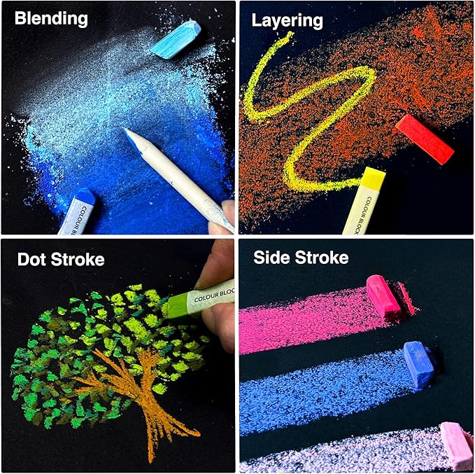 COLOUR BLOCK Soft Pastels for Artists - 100 Colors Square Chalk Pastels Set in Wooden Box - Vibrant Pigments Art Kit for Painting, Drawing, Sketching, Hobbyists.