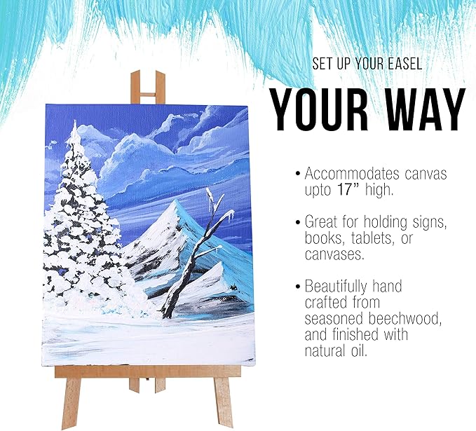 U.S. Art Supply 18" Large Tabletop Display Easel - Beechwood Artist A-Frame Display Stand, Wooden Easel for Painting, Canvas Stand, (Pack of 6) Classrooms Events Photo Picture Sign Holder