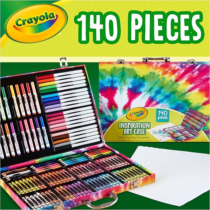 Crayola Inspiration Art Case Coloring Set - Tie-Dye (140ct), Art Supplies Set For Kids, Travel Drawing Kit, Holiday & Christmas Gift for Girls & Boys, Ages 5+ [Amazon Exclusive], Pack of 4
